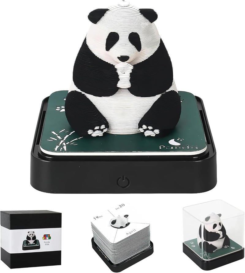 MACTANO 3D Art Calendar 2026, Creative Time Piece Calendar Panda Memo Pad Rip Away Paper Carving DIY Sticky Note - Image 1